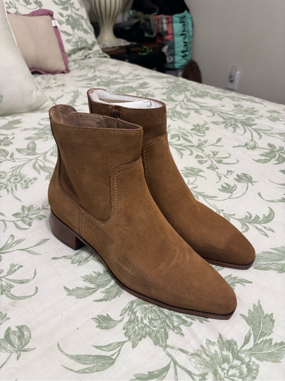 Cole Haan Chestnut Suede Pointed Toe Ankle Booties - Picture 2 of 6